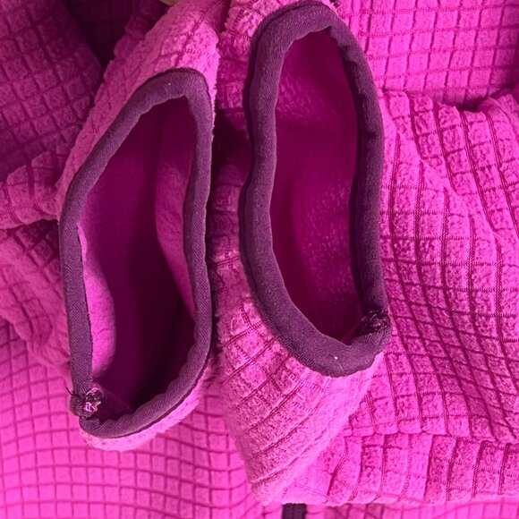 Lands End Grid Waffle Fleece Jacket Pink XL Lightweight Preppy Gorpcore Full Zip - Picture 4 of 12